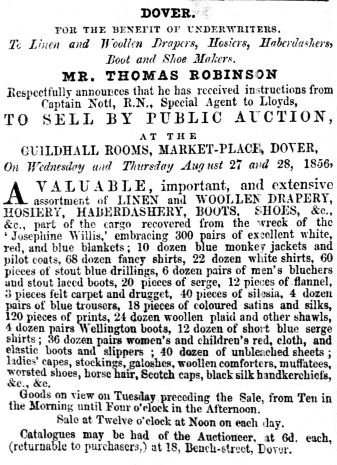 Auction 27 / 28 August 1856